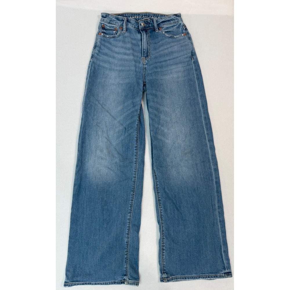 American Eagle Super High-Rise Baggy Wide Leg Jeans Blue Size 000 Regular